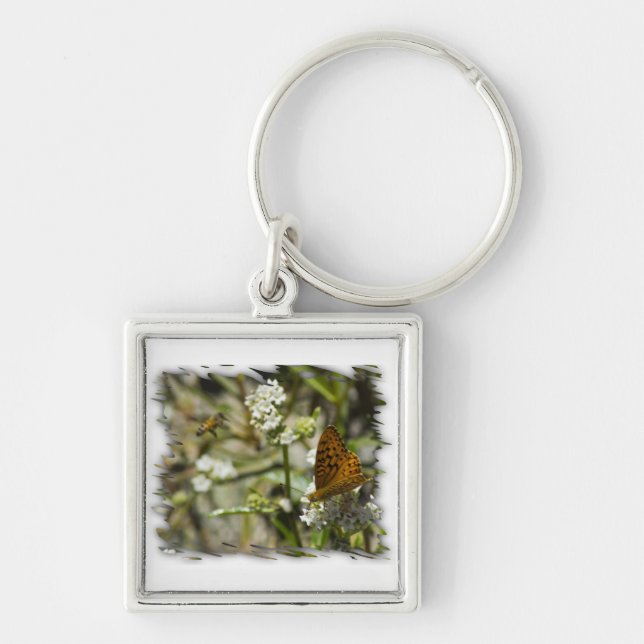Orange Butterfly und Biene Schlüsselanhänger (Vorne)