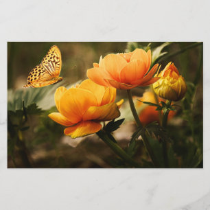 Orange Butterfly und Blume Briefpapier
