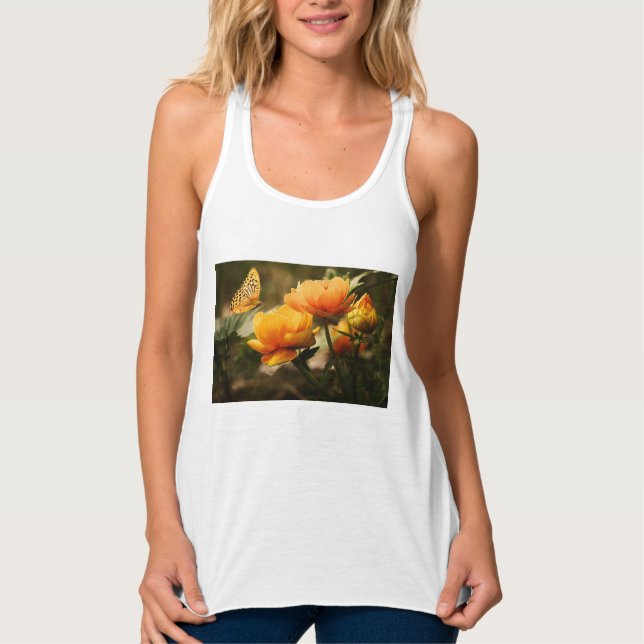 Orange Butterfly und Blume Tank Top (Vorderseite)