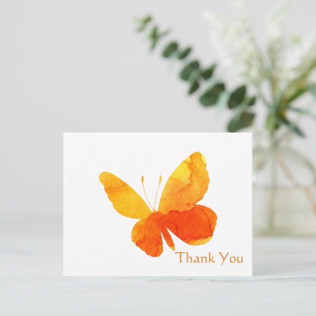 Orange Butterfly Vielen Dank Postkarte (Stehend Vorderseite)