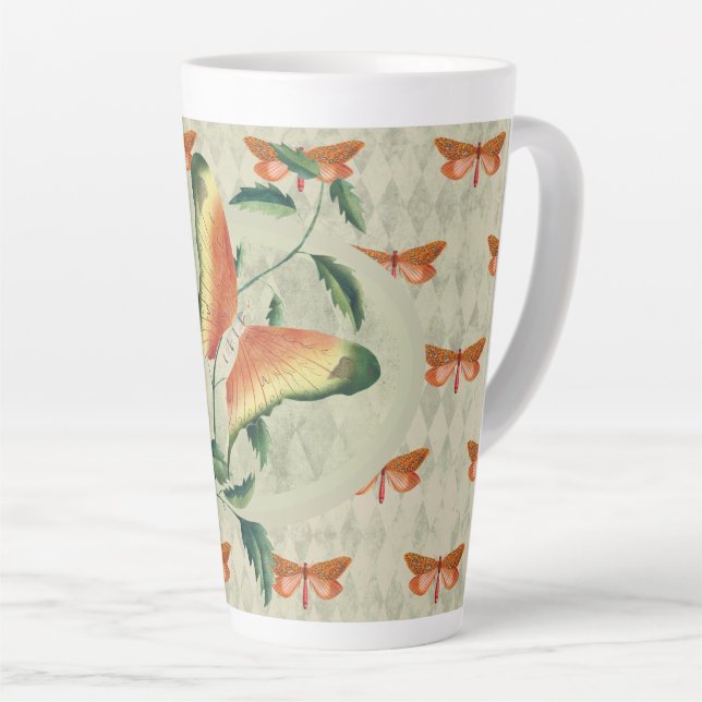 Orange Butterfly Vine Latte Tasse (Rechte Ecke)