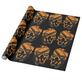 Orange Butterfly Wings Skulls Black Geschenkpapier