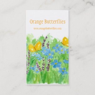 Orange Butterfys Business Card Wildblumen Art Visitenkarte