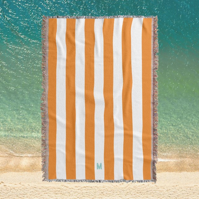 Orange Cabana Streifen und Personalisierte Aquamar Decke (Von Creator hochgeladen)