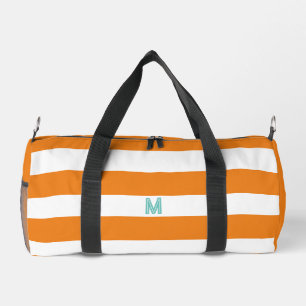 Orange Cabana Streifen und Personalisierte Aquamar Duffle Bag