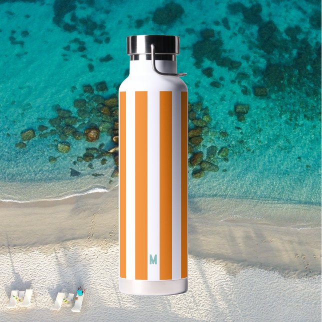Orange Cabana Streifen und Personalisierte Aquamar Trinkflasche (Von Creator hochgeladen)