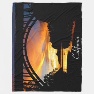 Orange California Coastal Sunset unterhalb der Brü Fleecedecke