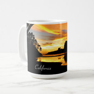 Orange California Coastal Sunset unterhalb der Brü Kaffeetasse
