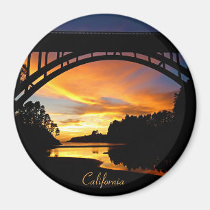 Orange California Coastal Sunset unterhalb der Brü Magnet