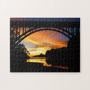 Orange California Coastal Sunset unterhalb der Brü Puzzle