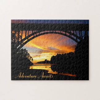 Orange California Coastal Sunset unterhalb der Brü Puzzle