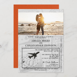 Orange California Passport Wedding Einladung