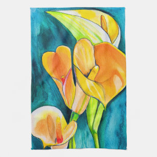 Orange Calla Lilie Blume Aquarellkunst Geschirrtuch
