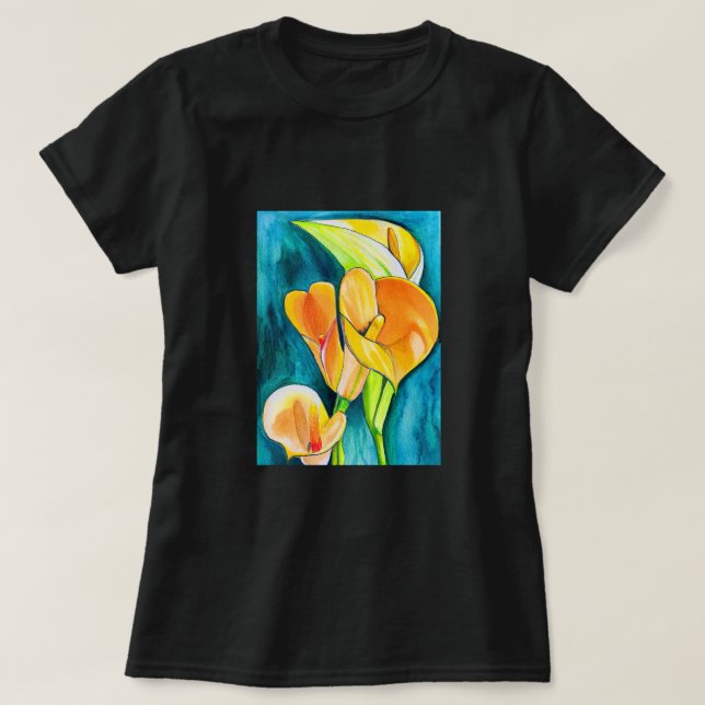 Orange Calla Lilie Blume Aquarellkunst T-Shirt