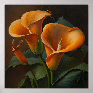 Orange Calla Lilies Lily Blume Kunst, Dichtung und Poster
