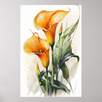 Orange Calla Lilies Lily Blume Kunst, Dichtung und