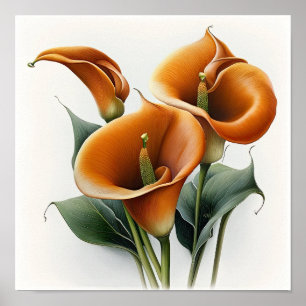 Orange Calla Lilies Lily Blume Kunst, Dichtung und Poster