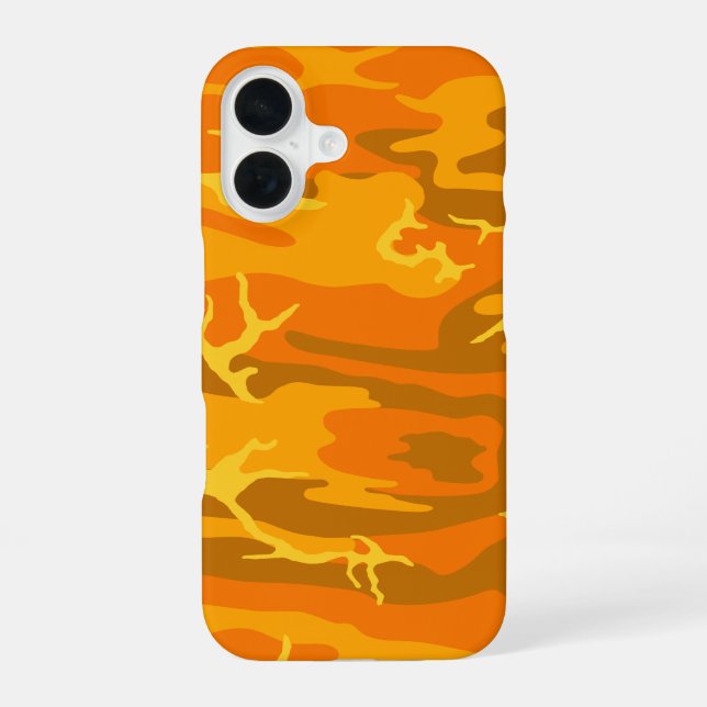 Orange Camo iPhone 16 Hülle (Rückseite)
