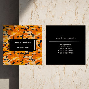 Orange Camo, Tarnmuster, Militär, Armee Quadratische Visitenkarte