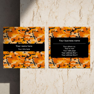 Orange Camo, Tarnmuster, Militär, Armee Quadratische Visitenkarte