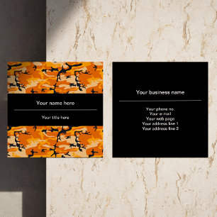 Orange Camo, Tarnmuster, Militär, Armee Quadratische Visitenkarte