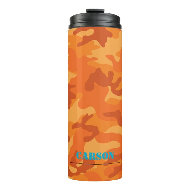 Orange Camouflage Blue NAME Sport Modernes Reisen Thermosbecher (Vorderseite)