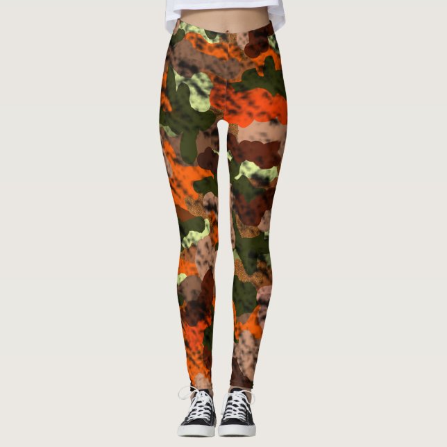 Orange Camouflage Hunter Leggings (Vorderseite)