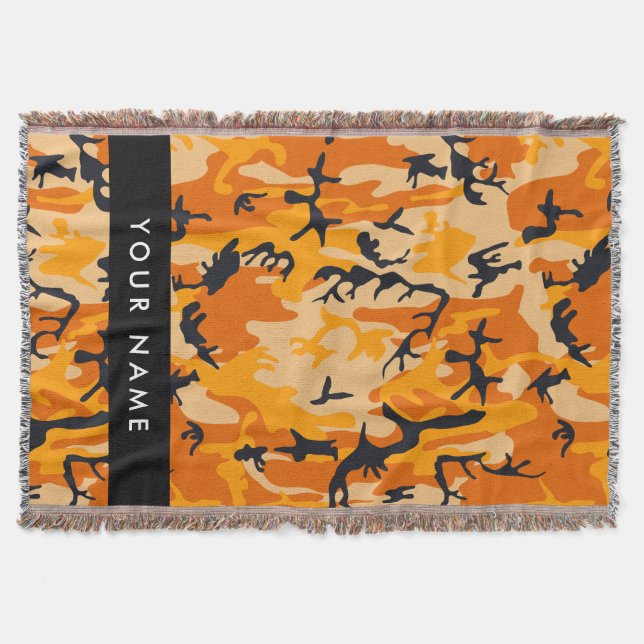 Orange Camouflage Ihr Name personalisieren Decke (Vorderseite)