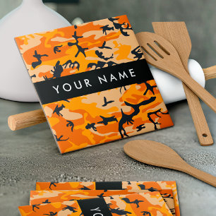 Orange Camouflage Ihr Name personalisieren Fliese