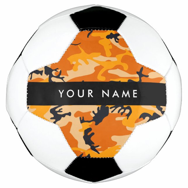 Orange Camouflage Ihr Name personalisieren Fußball (Vorderseite)