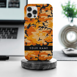 Orange Camouflage Ihr Name personalisieren iPhone 15 Pro Max Hülle
