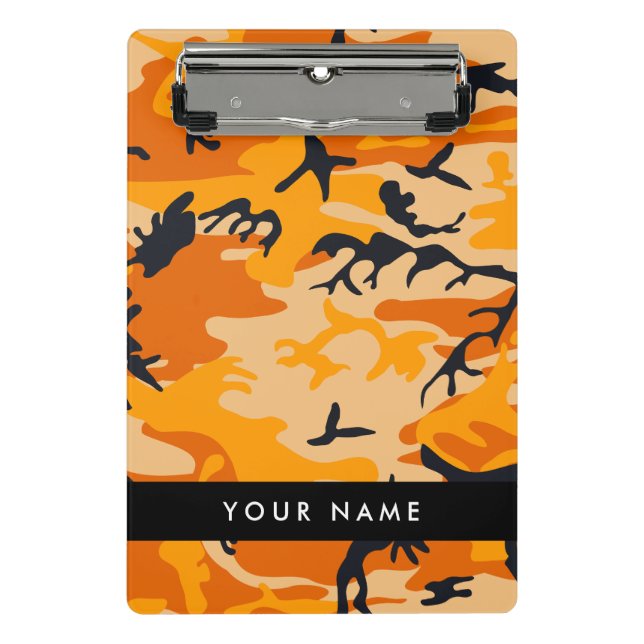Orange Camouflage Ihr Name personalisieren Mini Klemmbrett (Vorderseite)