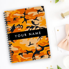 Orange Camouflage Ihr Name personalisieren Notizbuch