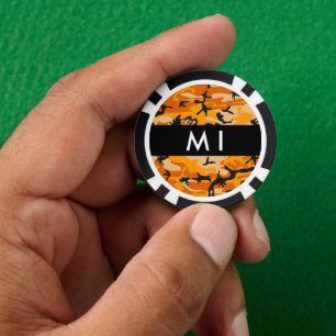 Orange Camouflage Ihr Name personalisieren Pokerchips