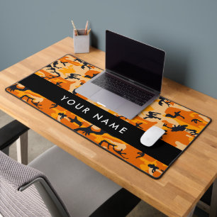 Orange Camouflage Ihr Name personalisieren Schreibtischunterlage