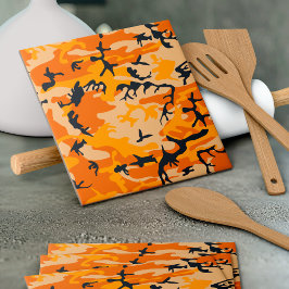 Orange Camouflage, Militär, Armee Fliese