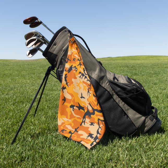 Orange Camouflage, Militär, Armee Golfhandtuch (Gras)