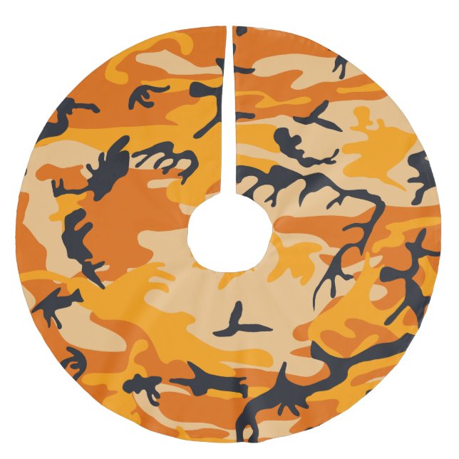Orange Camouflage, Militär, Armee Polyester Weihnachtsbaumdecke (Vorderseite)