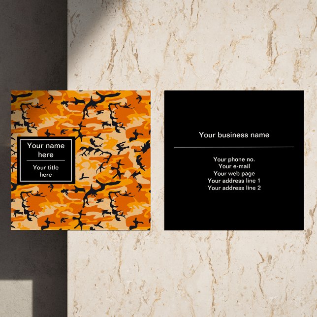 Orange Camouflage, Militär, Armee Quadratische Visitenkarte (Von Creator hochgeladen)