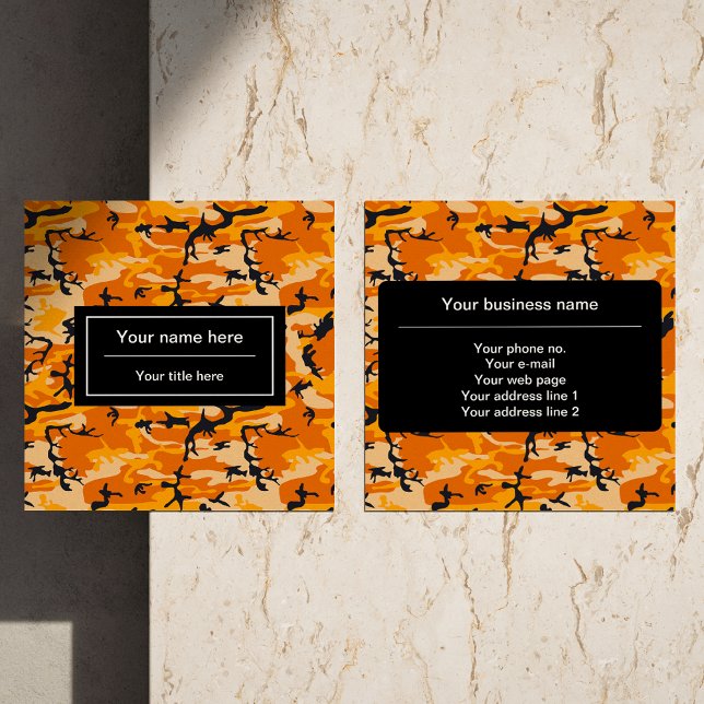 Orange Camouflage, Militär, Armee Quadratische Visitenkarte (Von Creator hochgeladen)