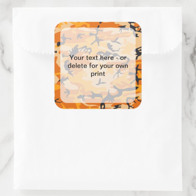 Orange Camouflage, Militär, Armee Quadratischer Aufkleber (Tasche)