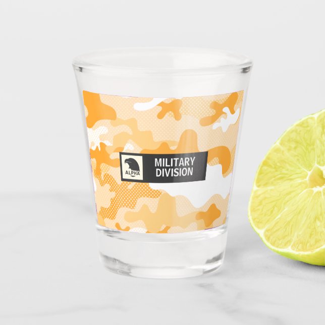 Orange Camouflage Military Shot Glass Schnapsglas (Vorderseite)