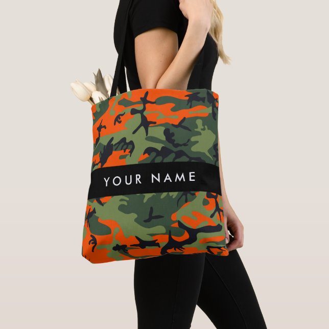 Orange Camouflage Pattern, Ihr Name, Personalisier (Von Nahem)