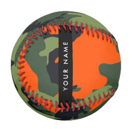 Orange Camouflage Pattern, Ihr Name, Personalisier Baseball