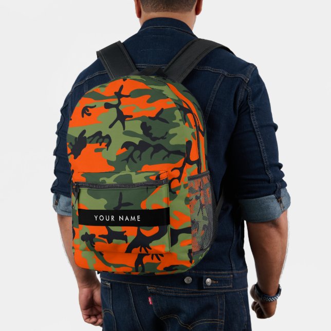 Orange Camouflage Pattern, Ihr Name, Personalisier Bedruckter Rucksack (Insitu (Modell))