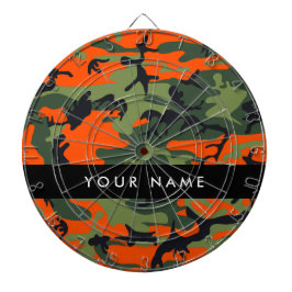 Orange Camouflage Pattern, Ihr Name, Personalisier Dartscheibe