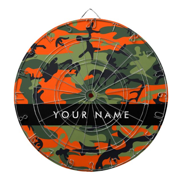 Orange Camouflage Pattern, Ihr Name, Personalisier Dartscheibe (vorne)