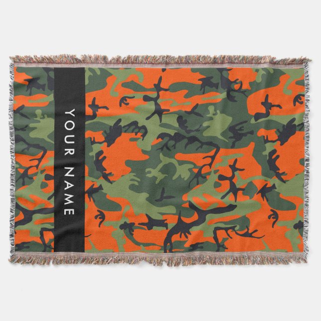 Orange Camouflage Pattern, Ihr Name, Personalisier Decke (Vorderseite)