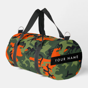 Orange Camouflage Pattern, Ihr Name, Personalisier Duffle Bag