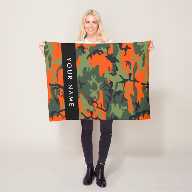 Orange Camouflage Pattern, Ihr Name, Personalisier Fleecedecke (Beispiel)